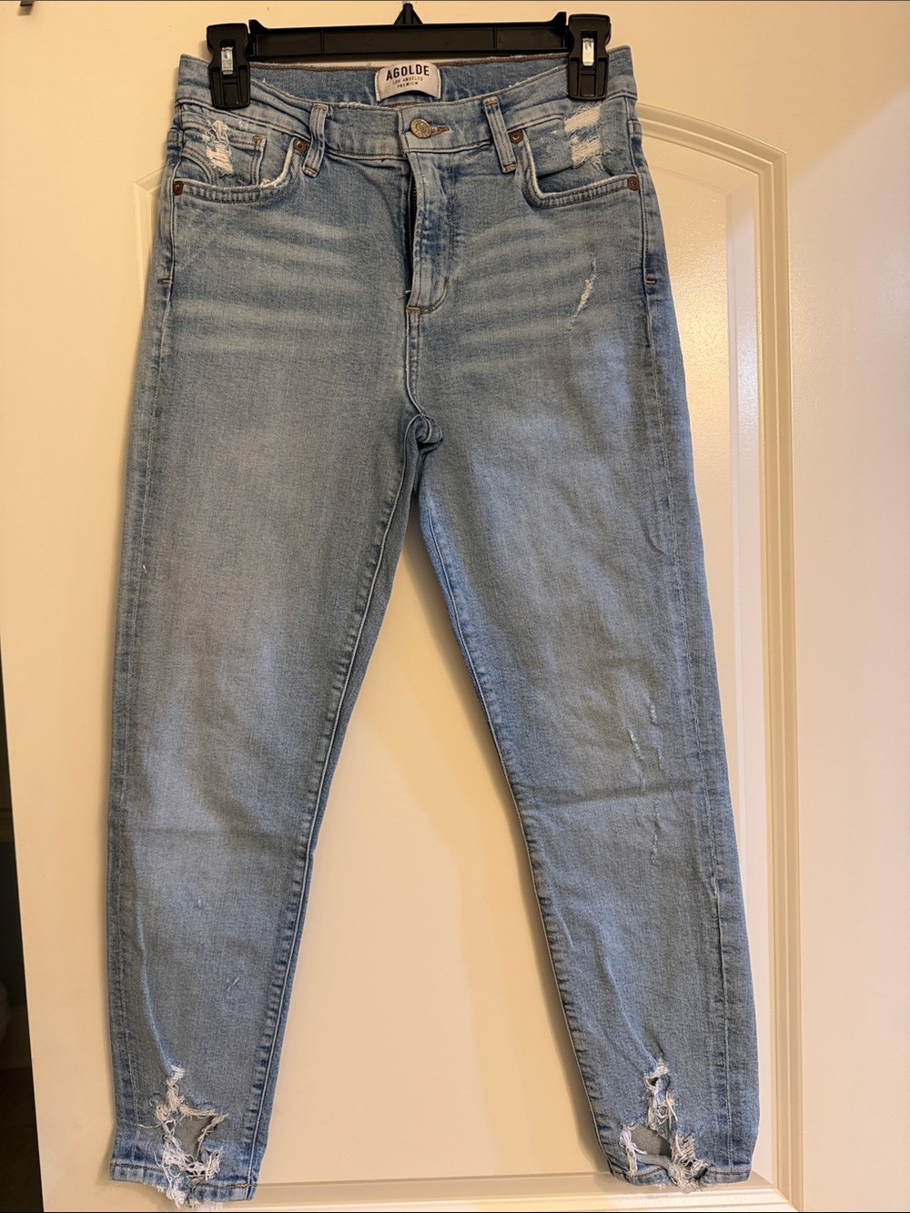 Agolde Light Wash Distressed Skinny Jeans